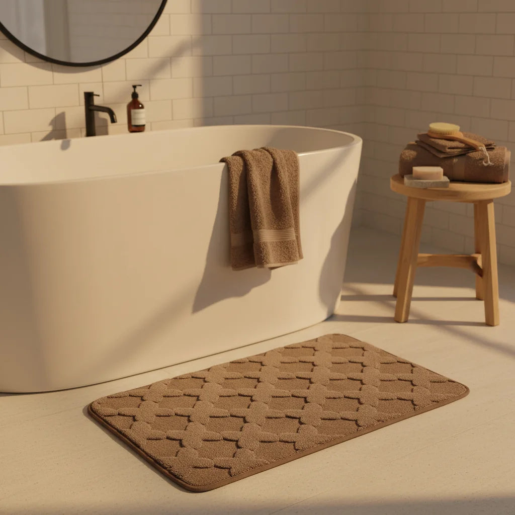 Tapis Absorbant Microfibre Salle De Bain Taupe Rosé