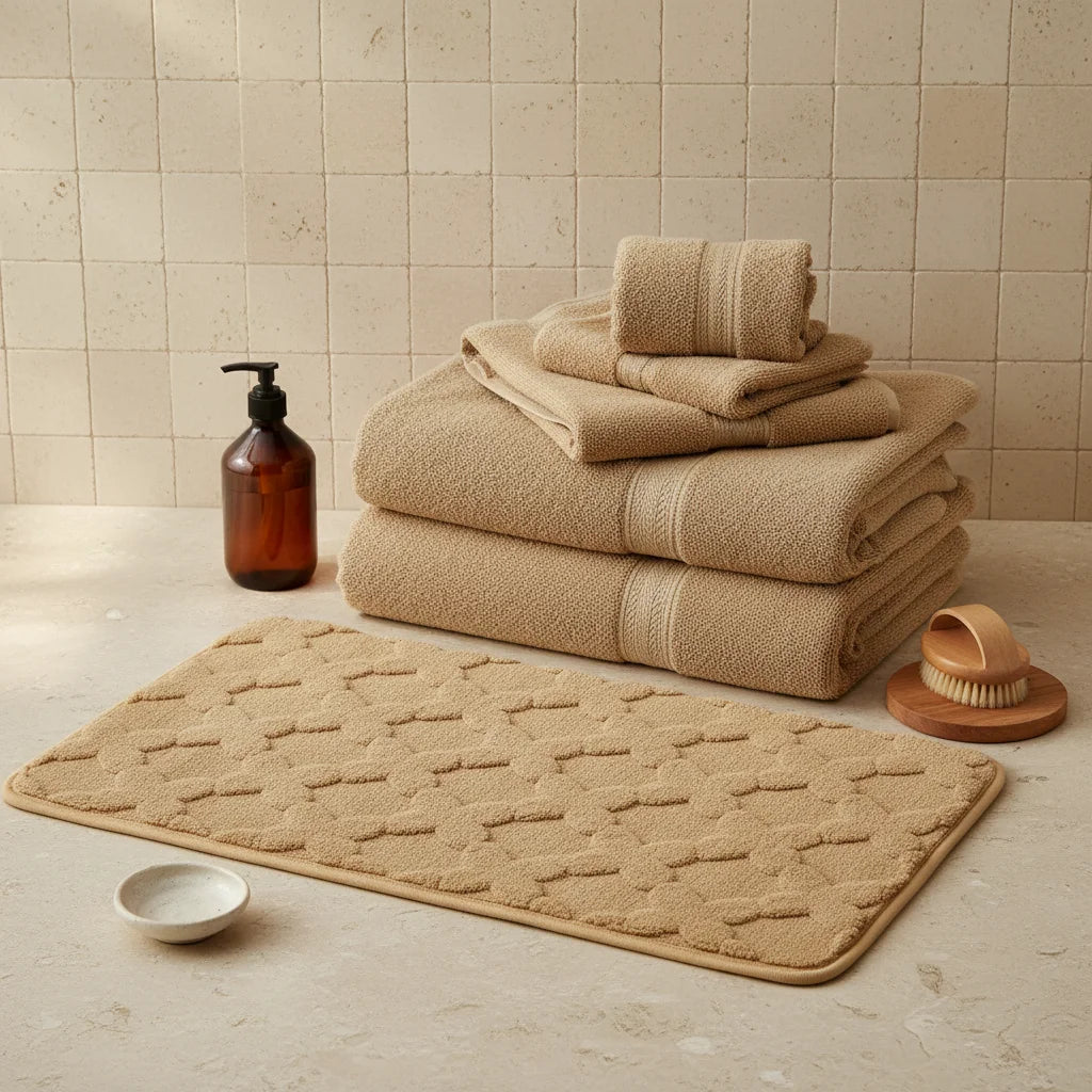 Tapis Absorbant Microfibre Salle De Bain Beige Doré