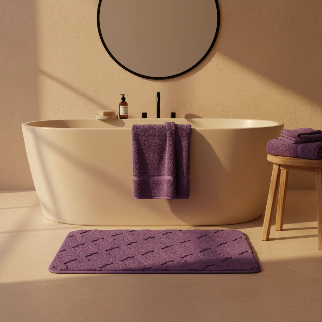 Tapis Absorbant Microfibre Salle De Bain Violet Velours