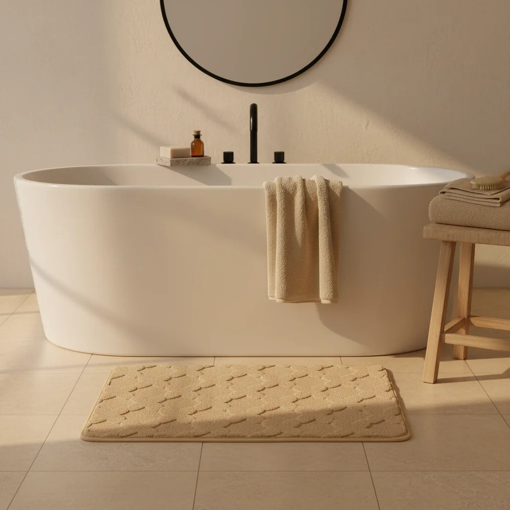 Tapis Absorbant Microfibre Salle De Bain Beige Doré