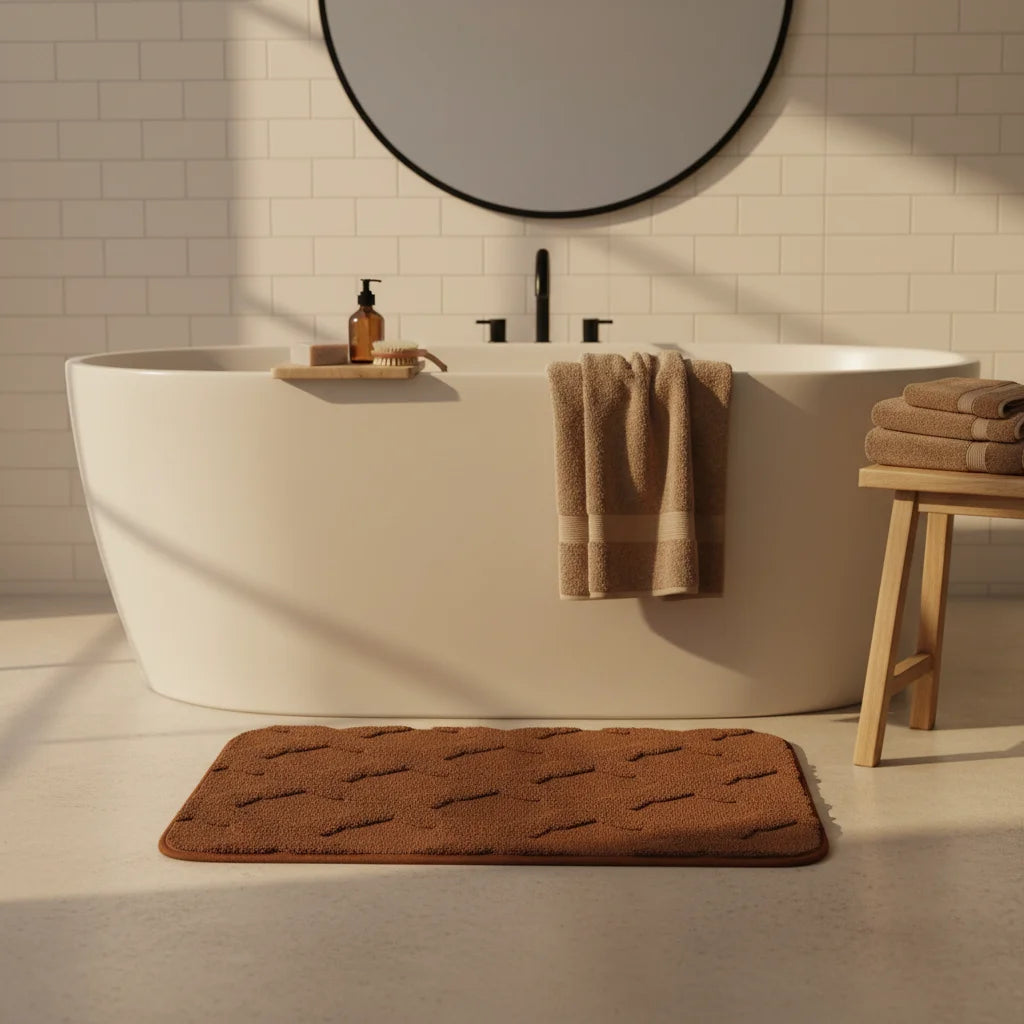 Tapis Absorbant Microfibre Salle De Bain Marron Chocolat