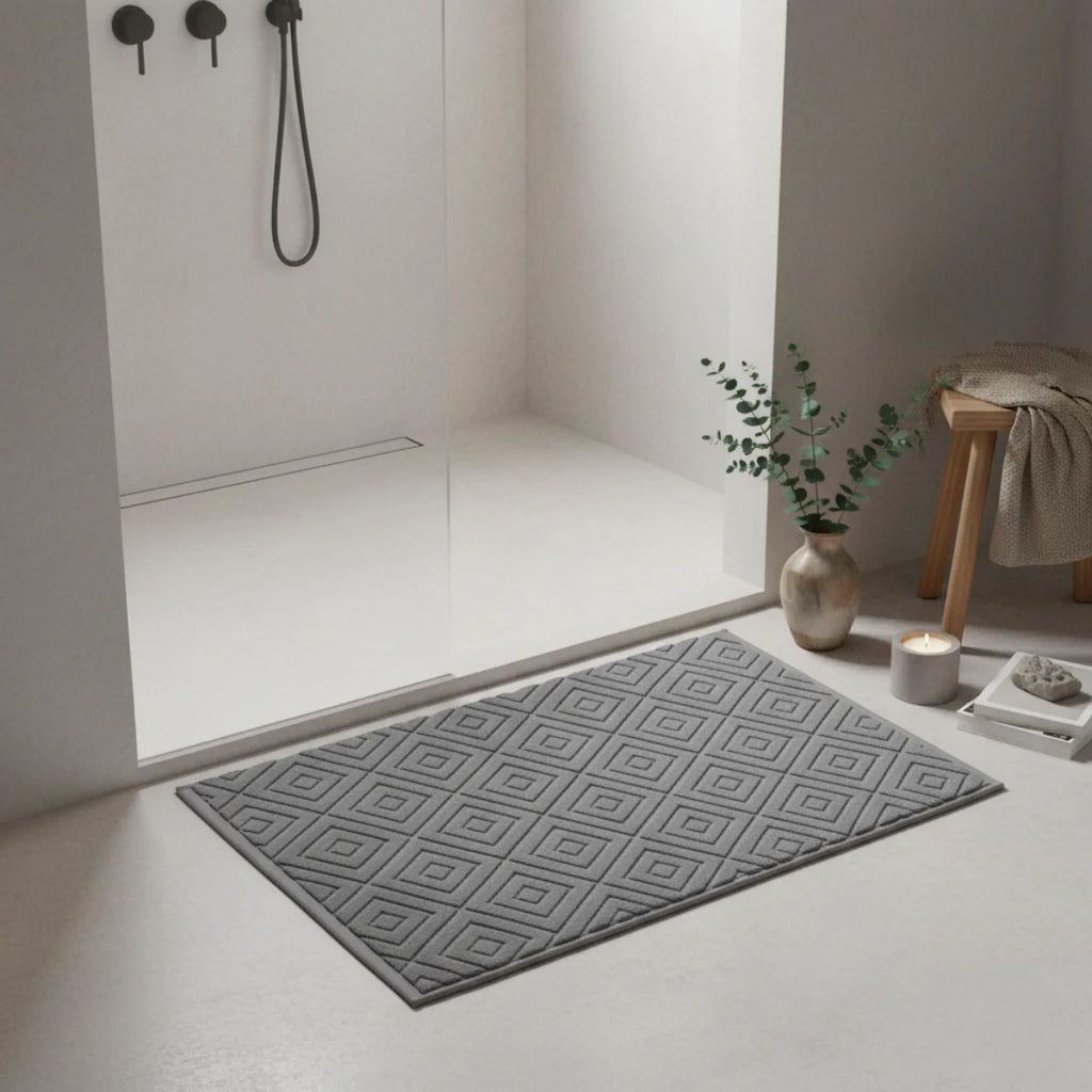 Tapis Absorbant Salle De Bain 100% Coton Gris Perle