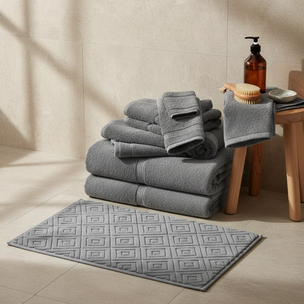 Tapis Absorbant Salle De Bain 100% Coton Gris Perle