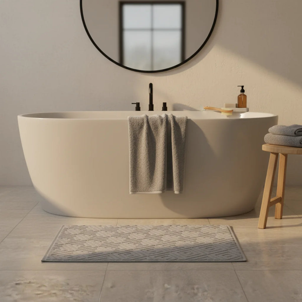 Tapis Absorbant Salle De Bain 100% Coton Gris Perle