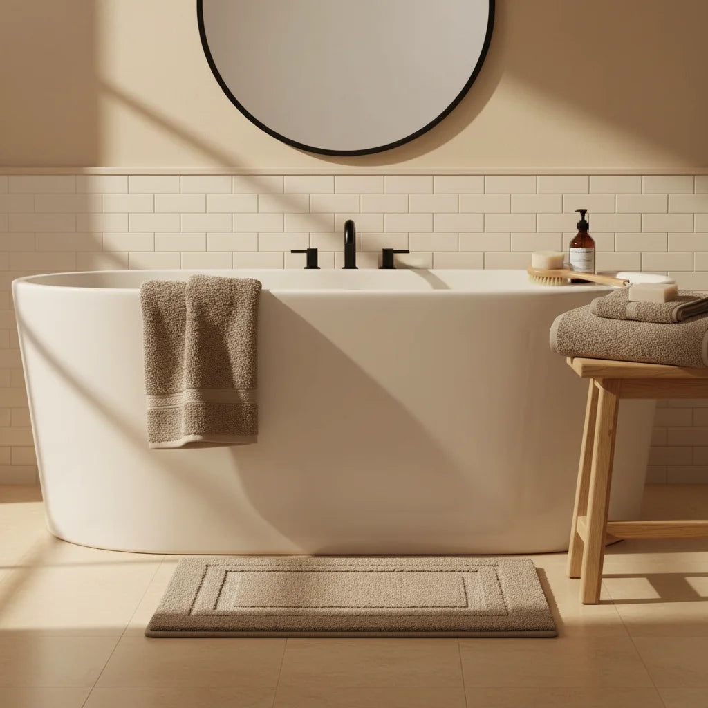 Tapis Absorbant Salle de Bain Beige Sable