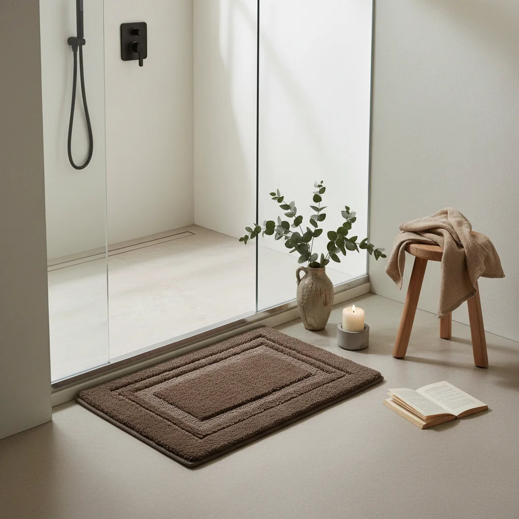 Tapis Absorbant Salle de Bain Marron Taupe