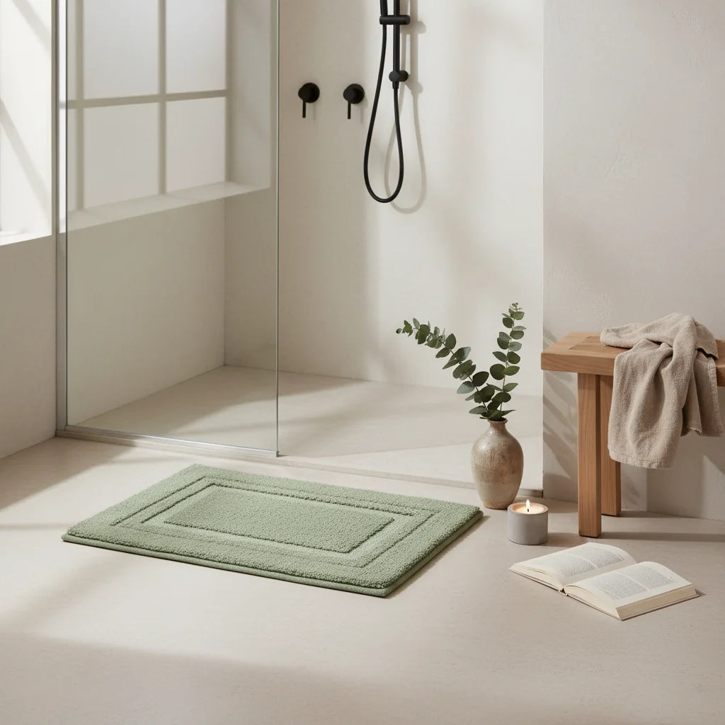 Tapis Absorbant Salle de Bain Vert Sauge