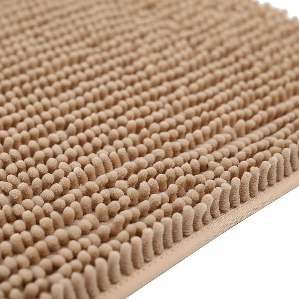 Tapis Chenille Salle de Bain Beige