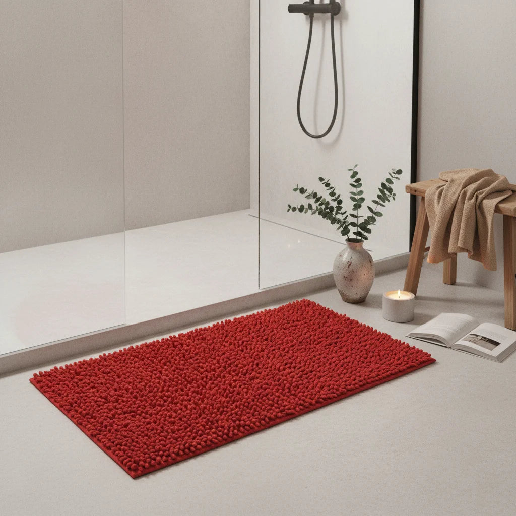 Tapis Chenille Salle De Bain Rouge