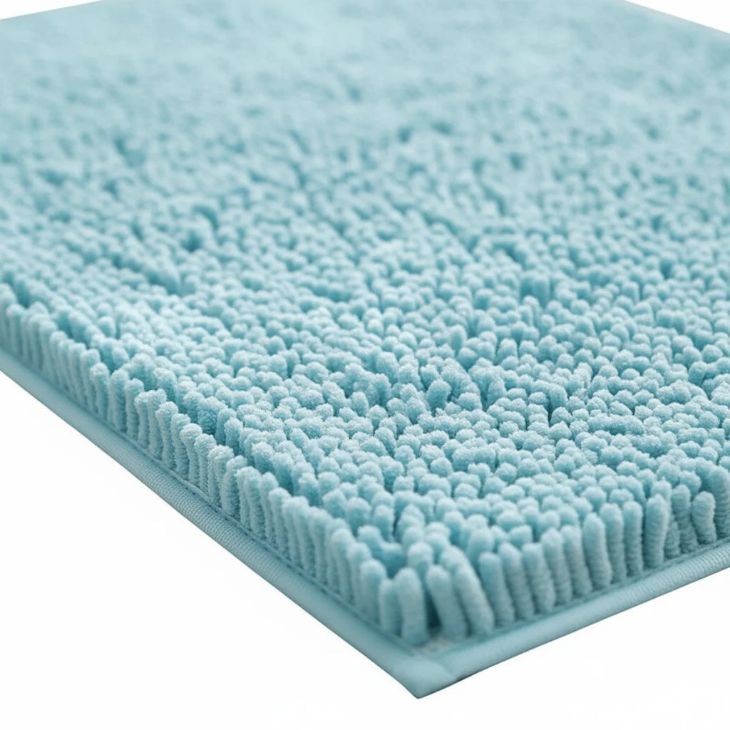 Tapis Chenille Salle De Bain Bleu Azur