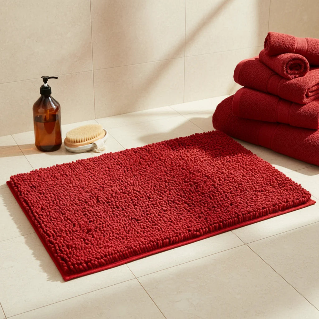 Tapis Chenille Salle De Bain Bleu Azur