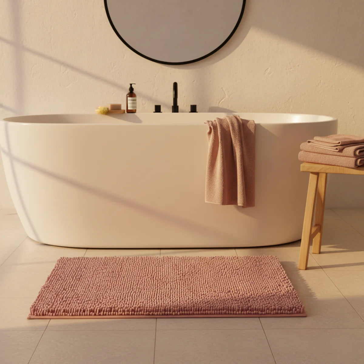 Tapis Chenille Salle De Bain Rouge Brique