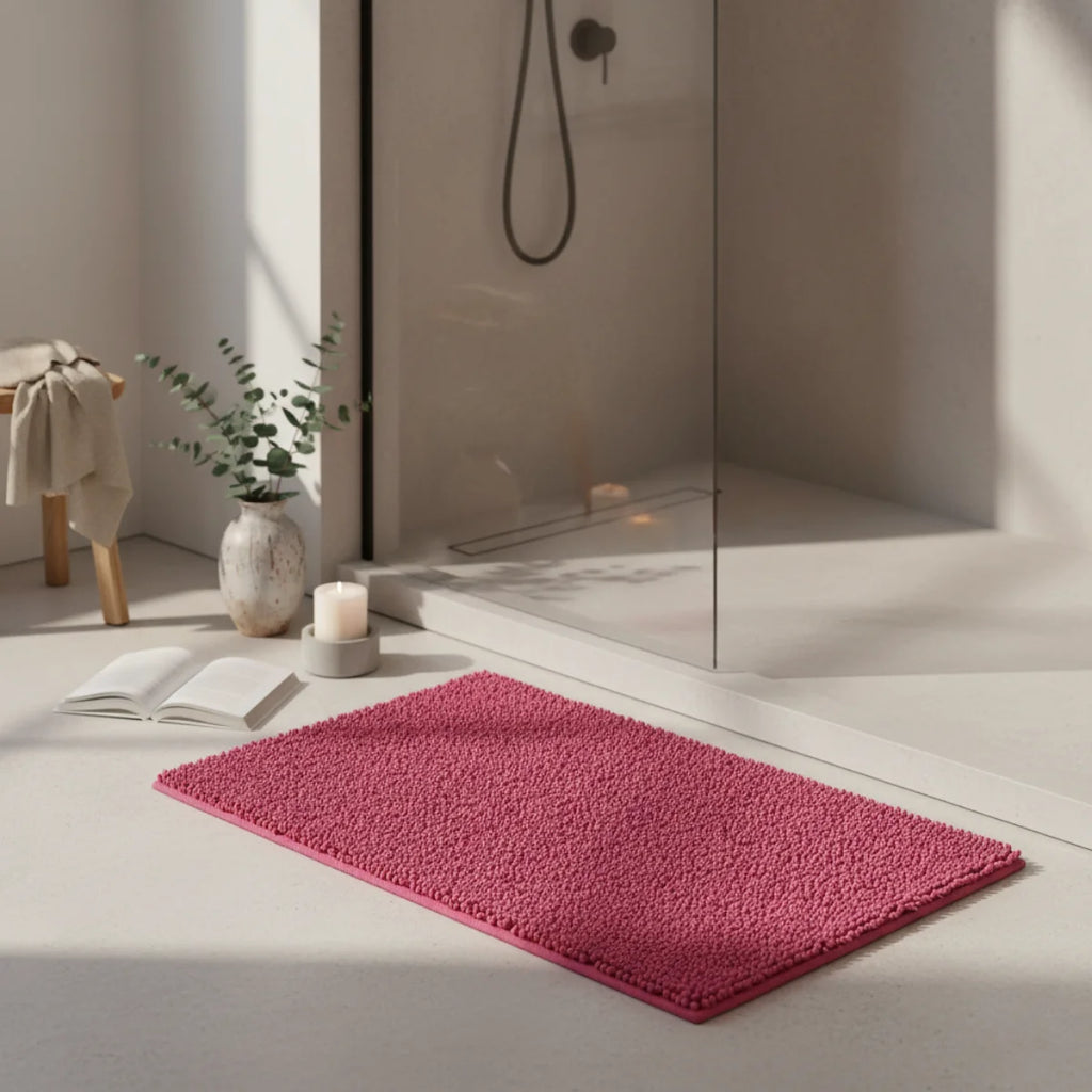 Tapis Chenille Salle De Bain Fuchsia Intense