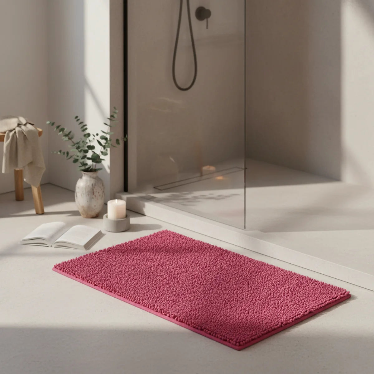 Tapis Chenille Salle De Bain Fuchsia Intense