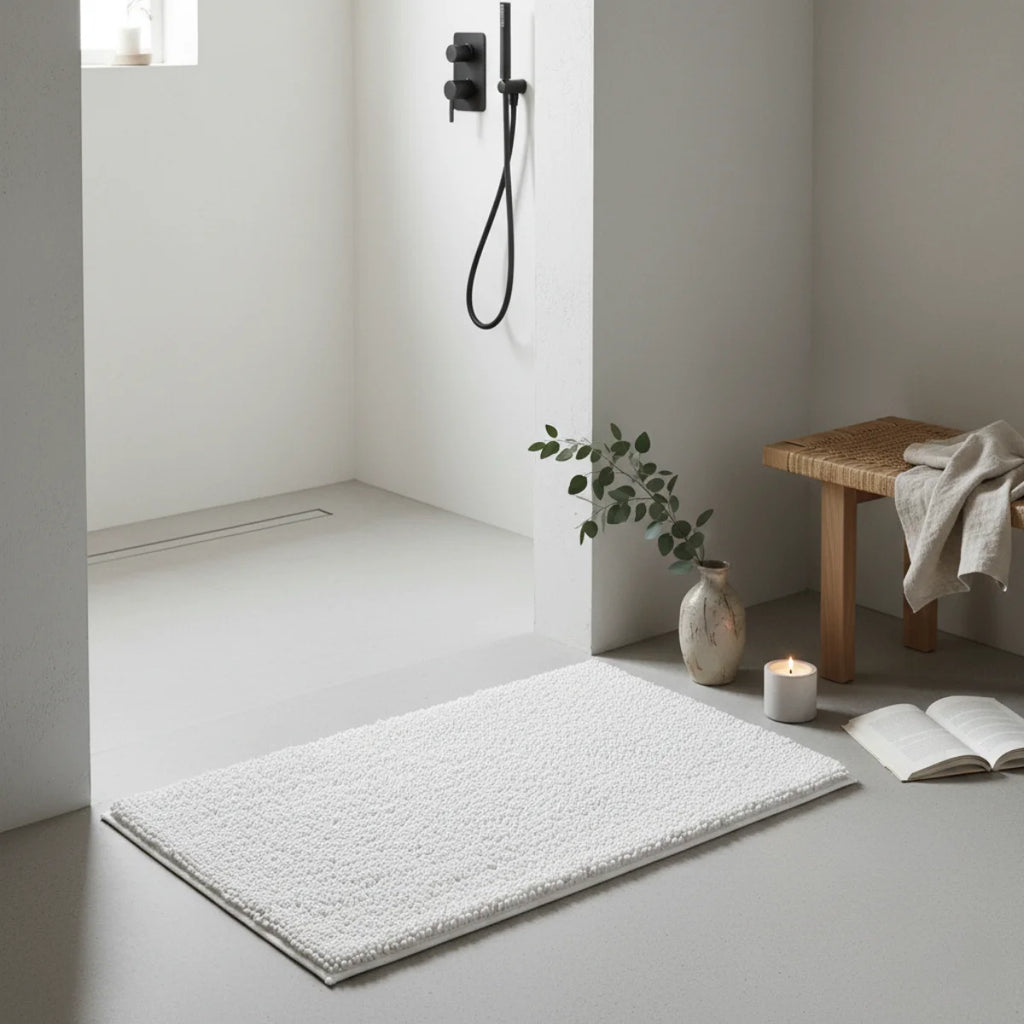 Tapis Chenille Salle De Bain Blanc Neige