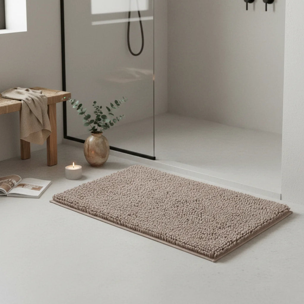 Tapis Chenille Salle De Bain Beige Taupe