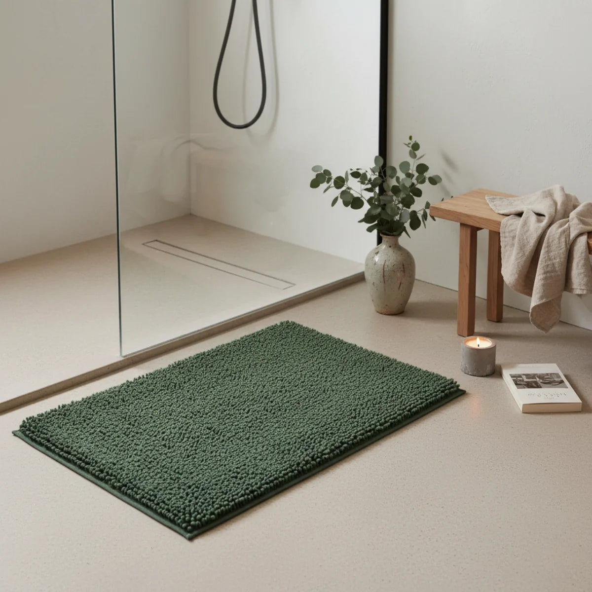 Tapis Chenille Salle De Bain Vert Sapin