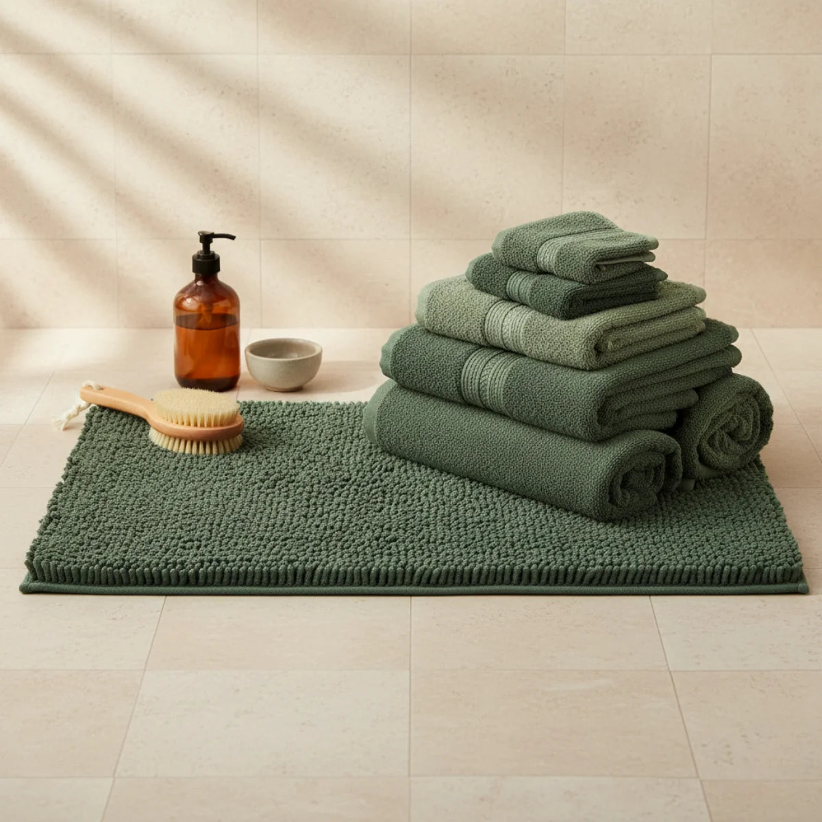 Tapis Chenille Salle De Bain Vert Sapin