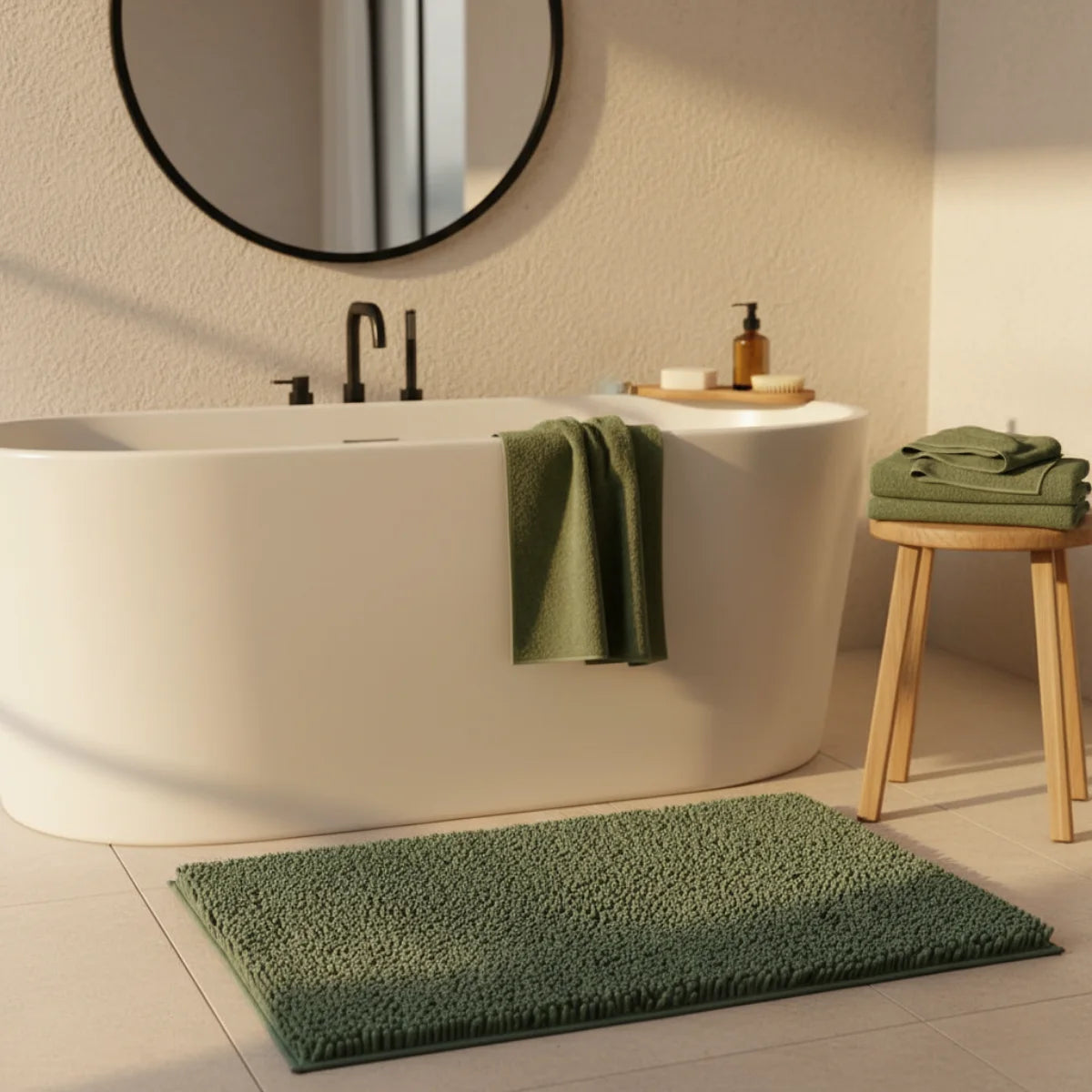 Tapis Chenille Salle De Bain Vert Sapin