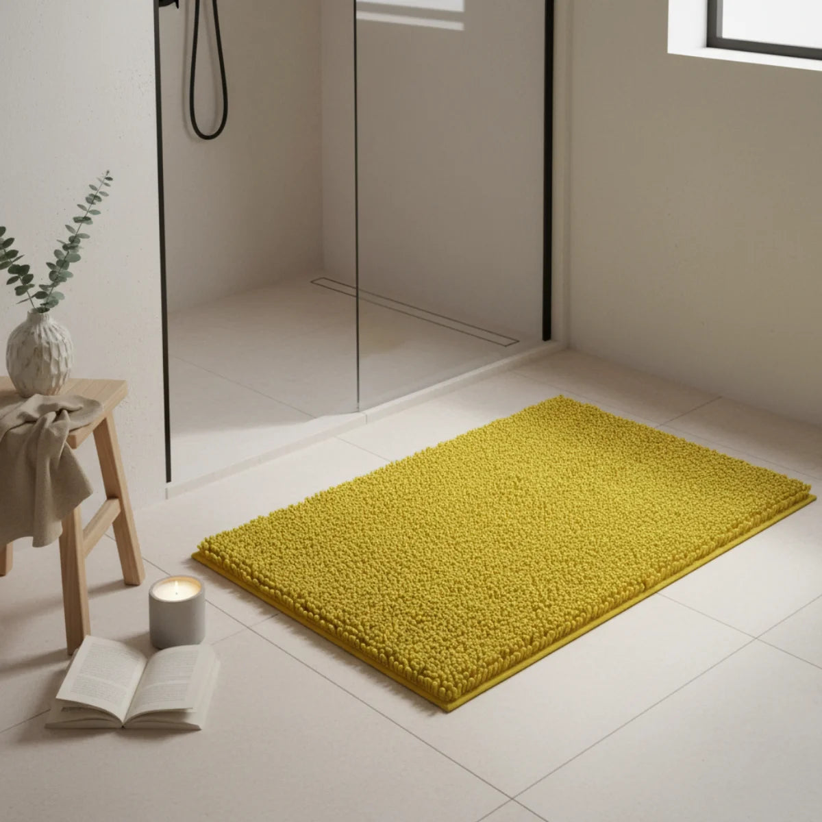 Tapis Chenille Salle De Bain Jaune Moutarde
