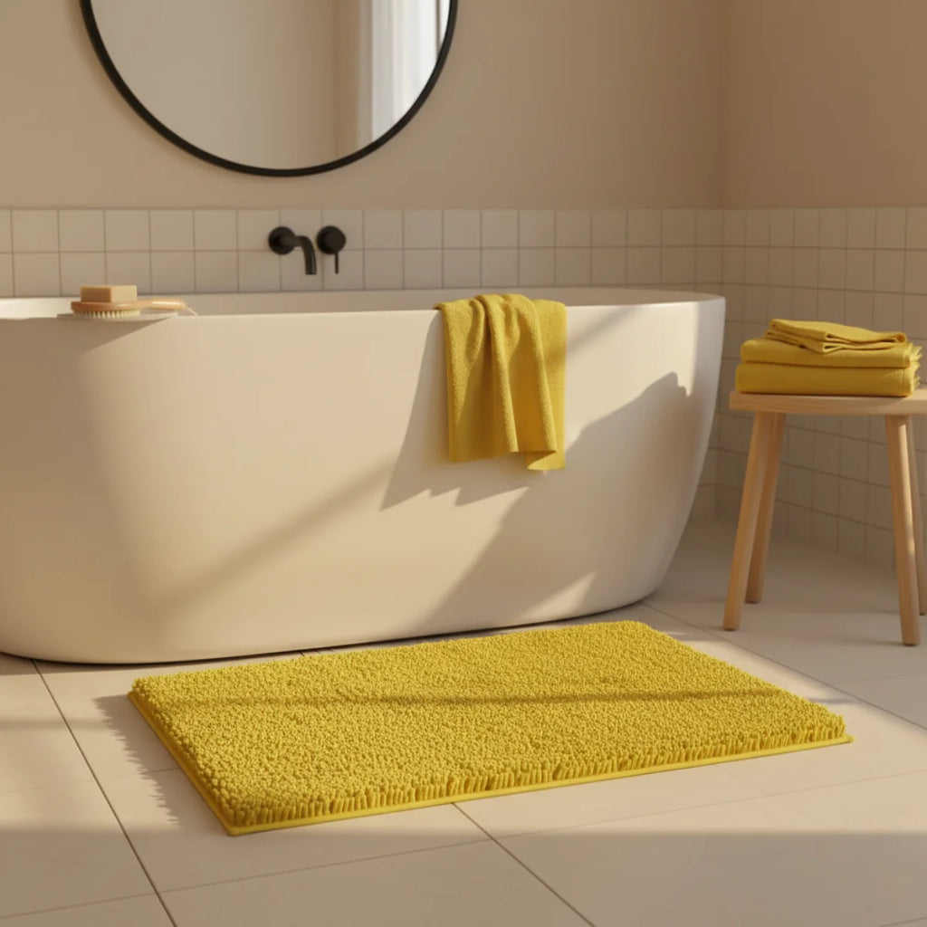 Tapis Chenille Salle De Bain Rose Poudré