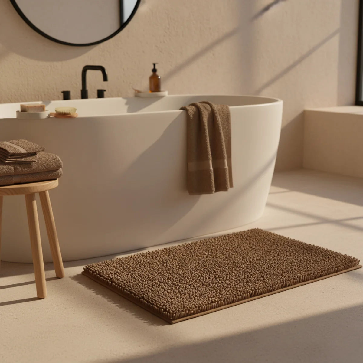 Tapis Chenille Salle De Bain Taupe Foncé