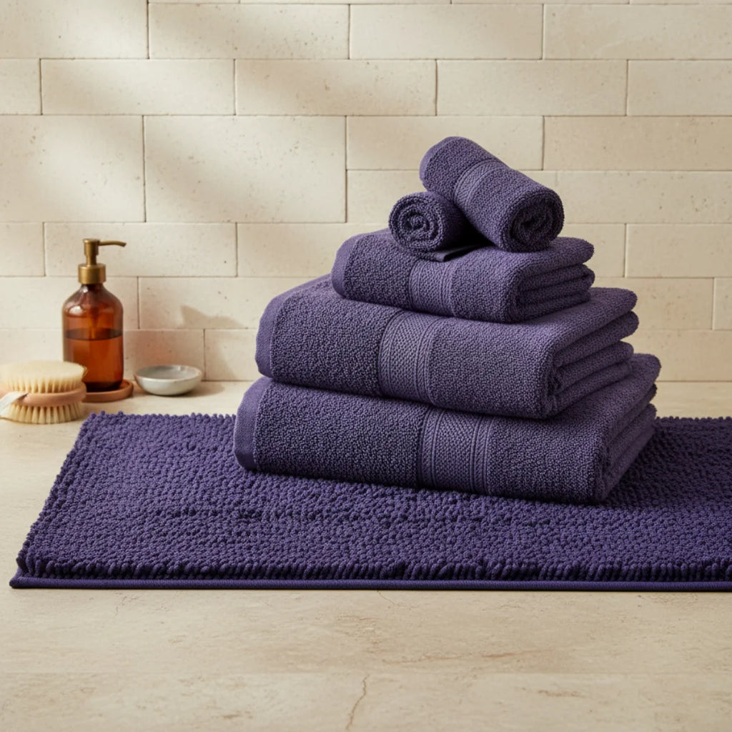 Tapis Chenille Salle De Bain Violet Profond