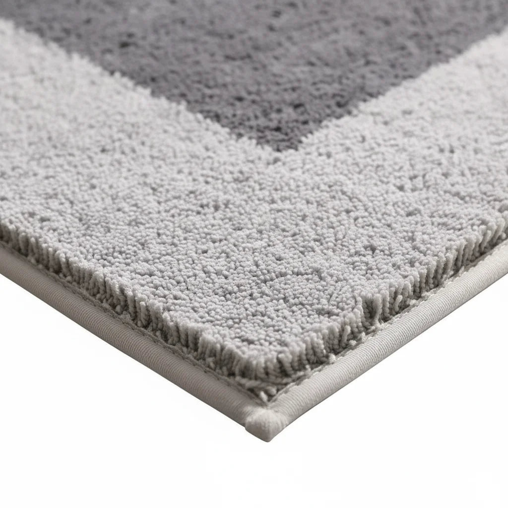 Tapis De Bain Absorbant Antidérapant Cadre Gris