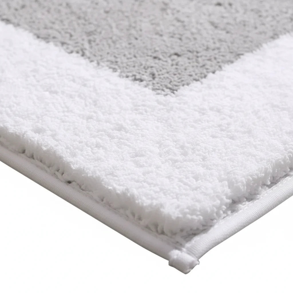 Tapis De Bain Absorbant Antidérapant Cadre Blanc