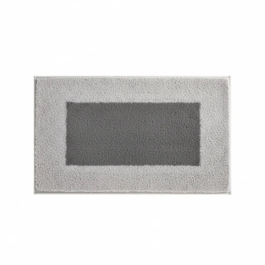 Tapis De Bain Absorbant Antidérapant Cadre Gris