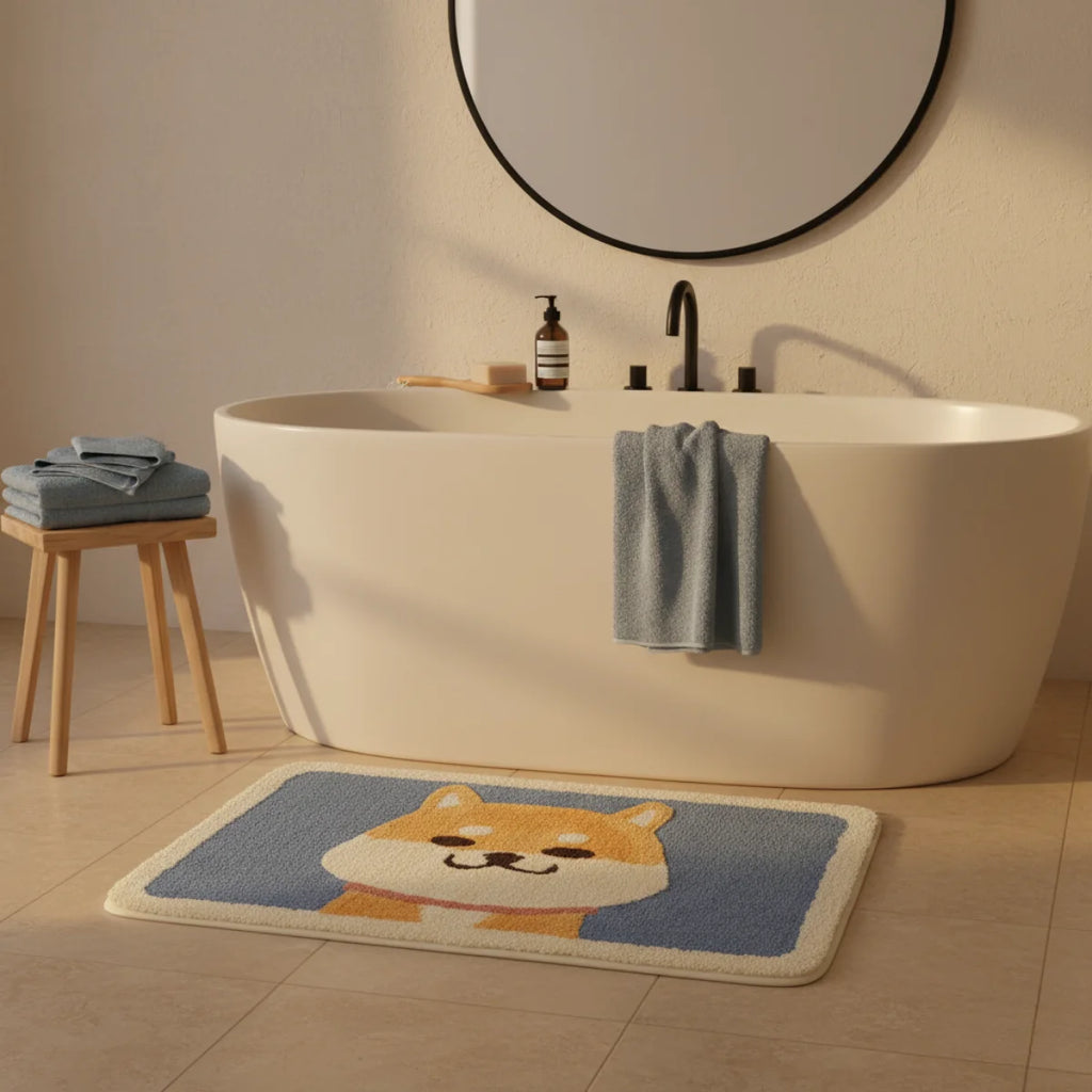 Tapis De Bain Animaux Shiba Heureux