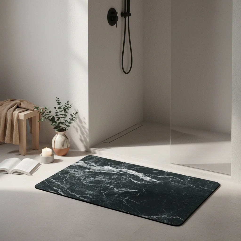 Tapis De Bain Anti Dérapant 80x50CM Minéral Vert