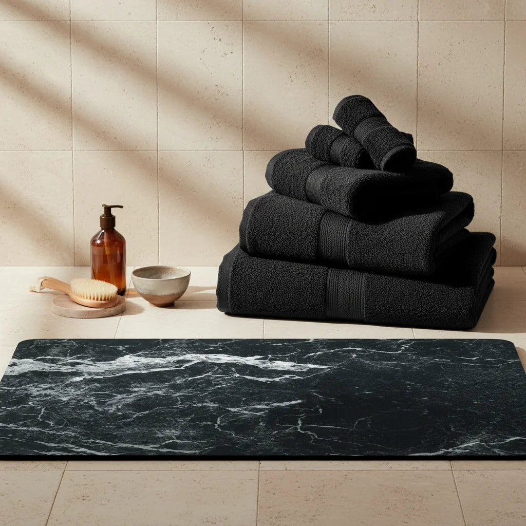 Tapis De Bain Anti Dérapant 80x50CM Minéral Vert