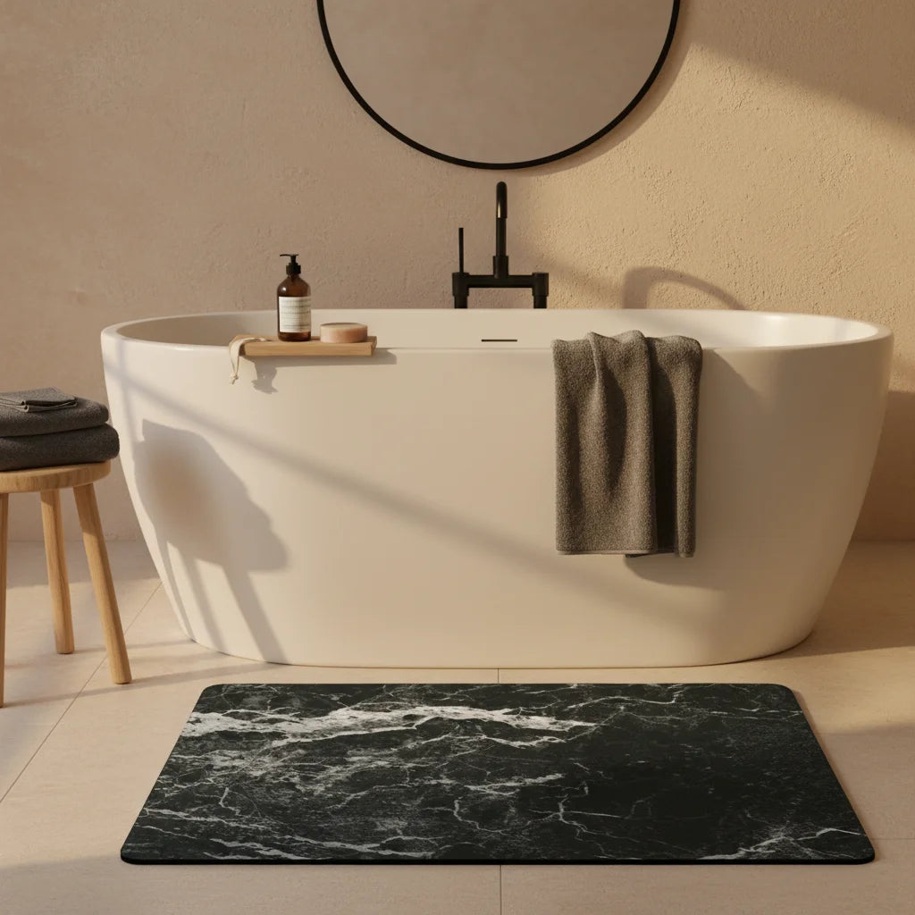 Tapis De Bain Anti Dérapant 80x50CM Minéral Vert