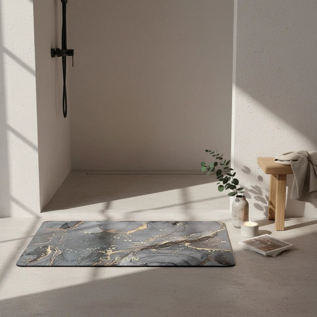 Tapis De Bain Anti Dérapant 80x50CM Minéral Doux