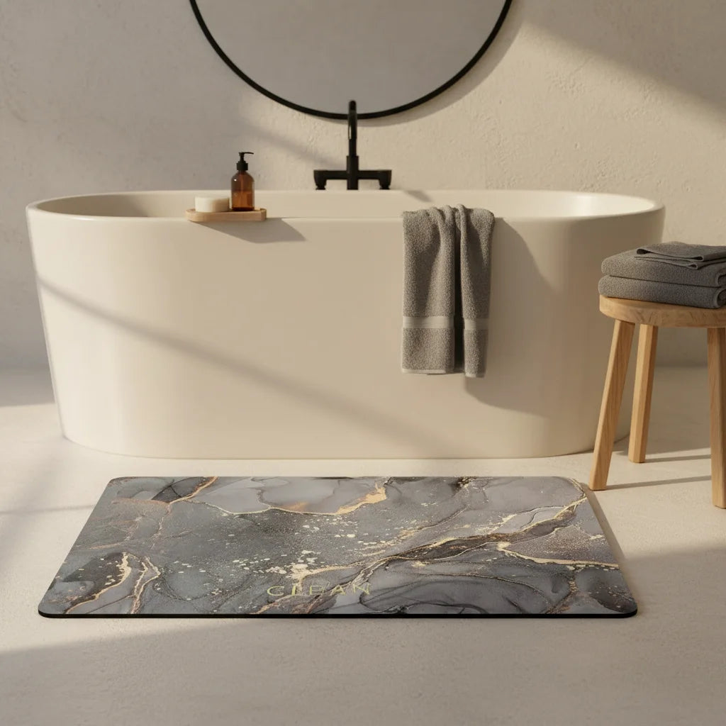 Tapis De Bain Anti Dérapant 80x50CM Minéral Doux