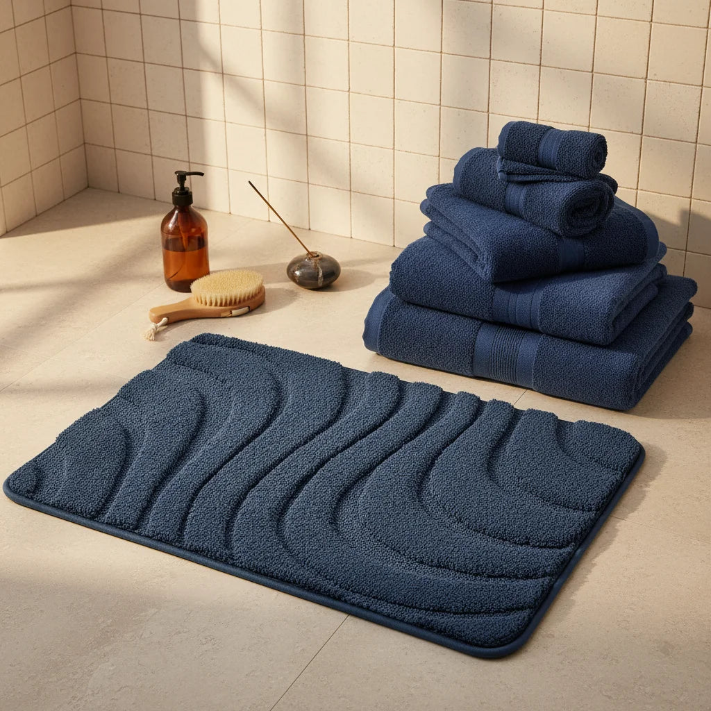 Tapis De Bain Anti Dérapant Bleu