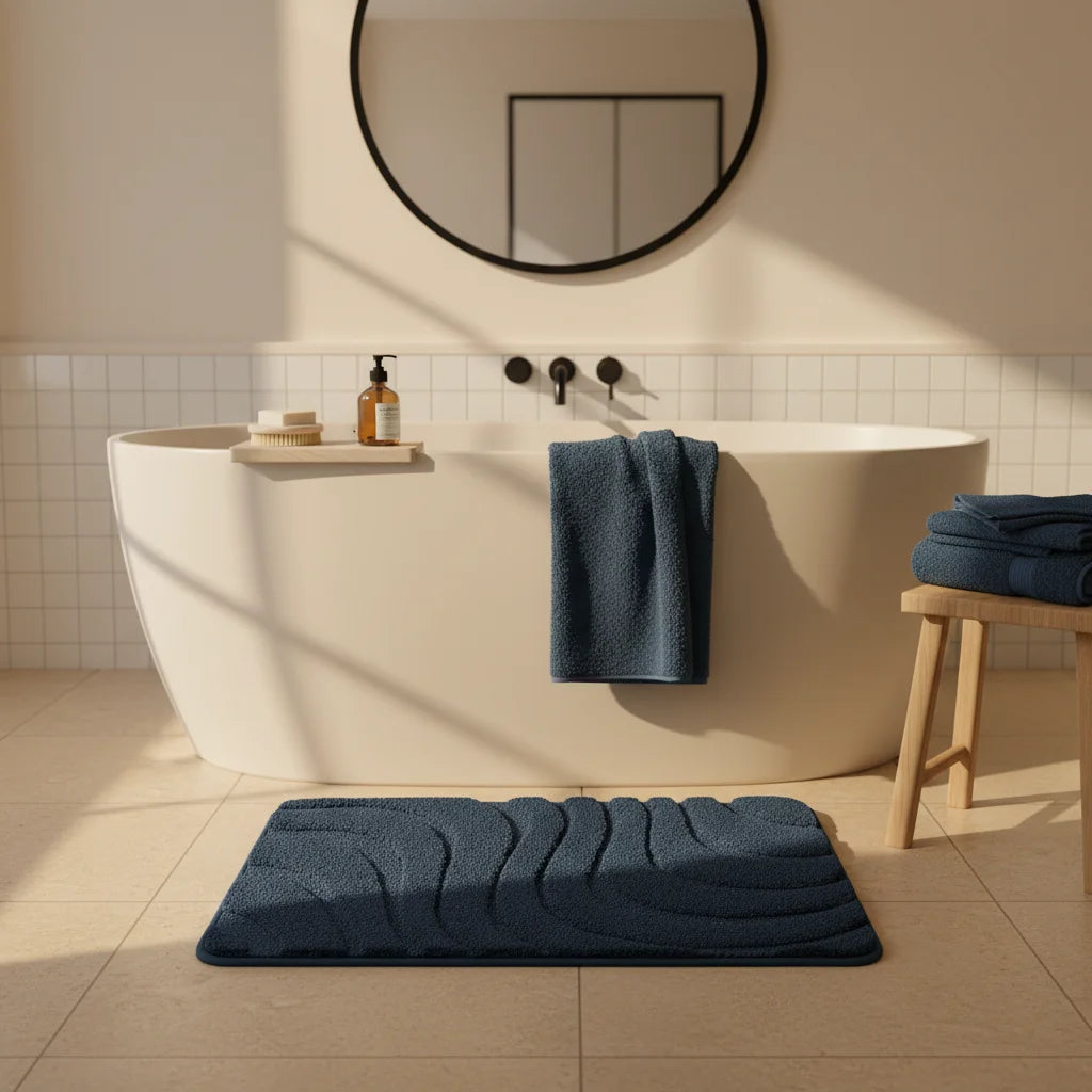 Tapis De Bain Anti Dérapant Bleu