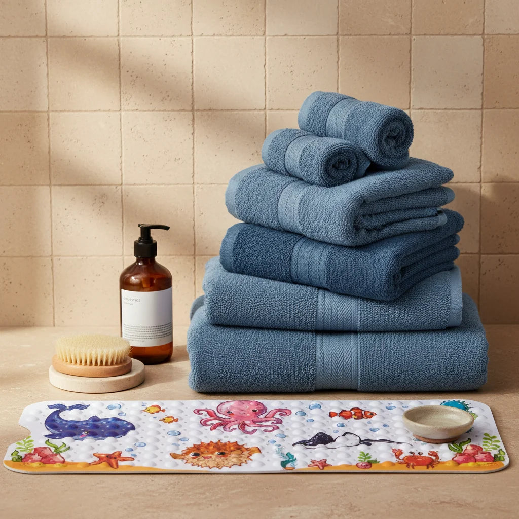 Tapis De Bain Antidérapant Bébé Monde Pieuvre