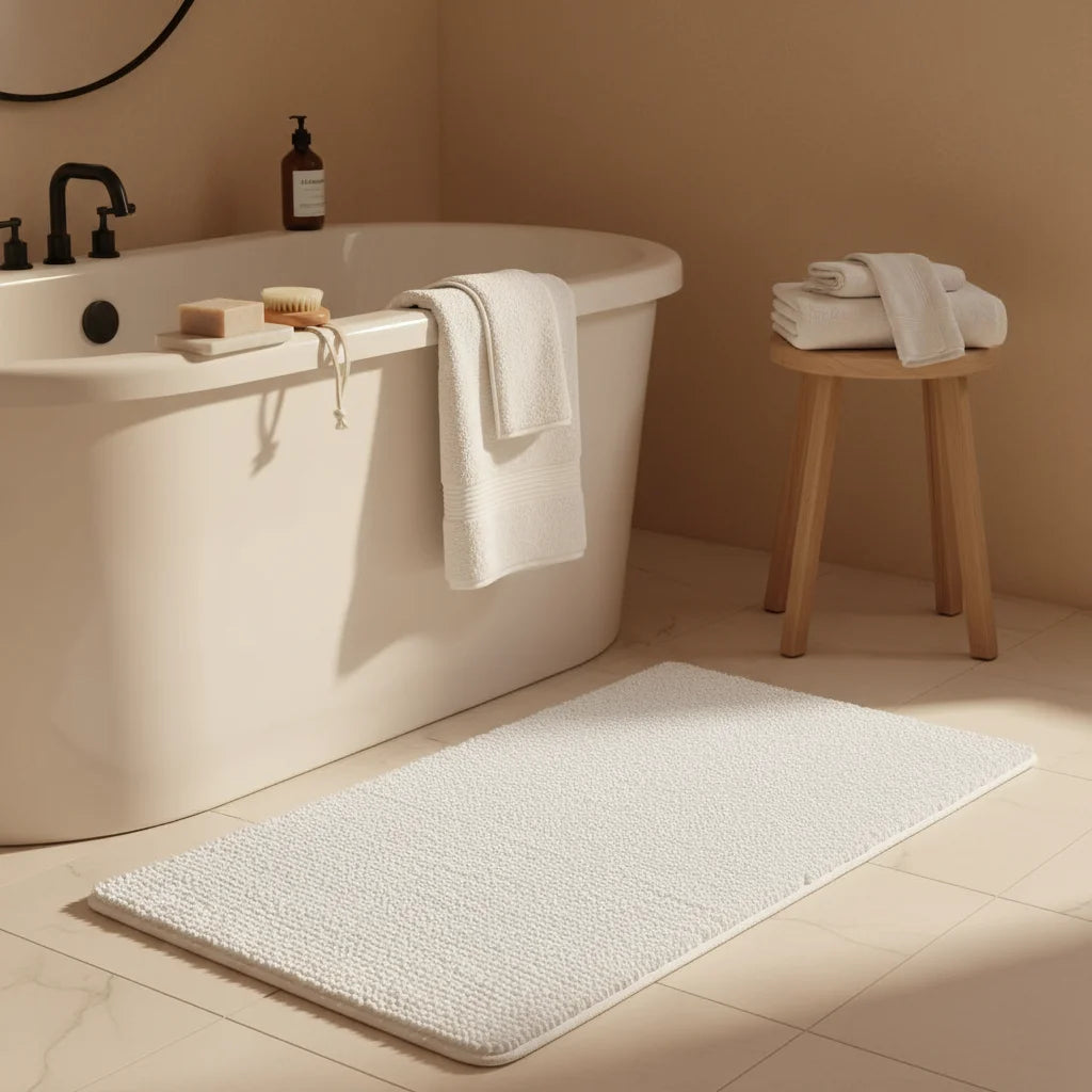 Tapis De Bain Antidérapant Blanc