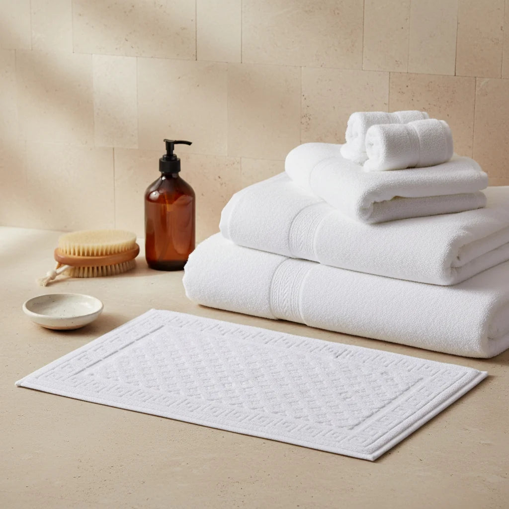 Tapis De Bain Antidérapant Coton Bleu Canard