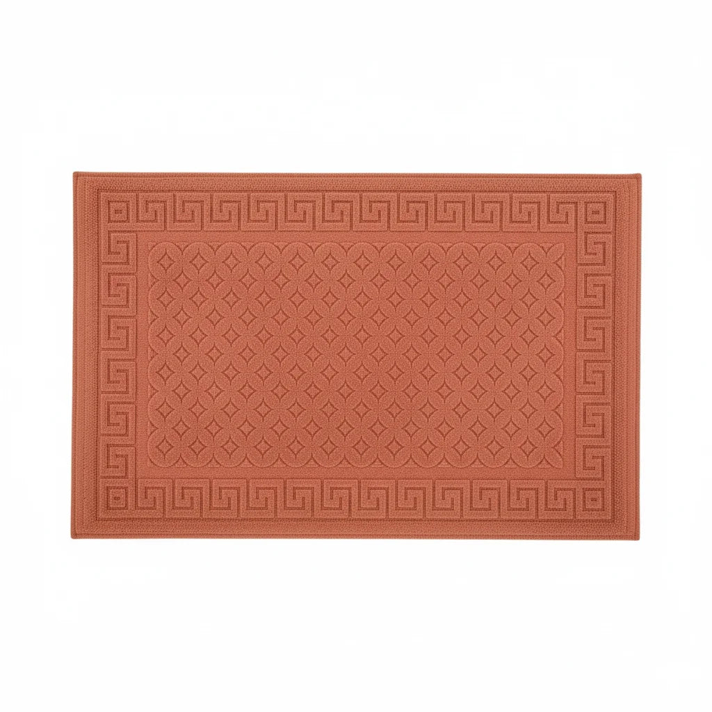 Tapis De Bain Antidérapant Coton Orange Brique