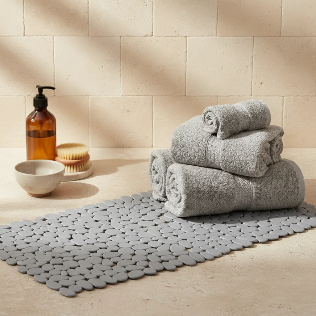 Tapis de Bain Antidérapant en Plastique - Galets Galets Pierre