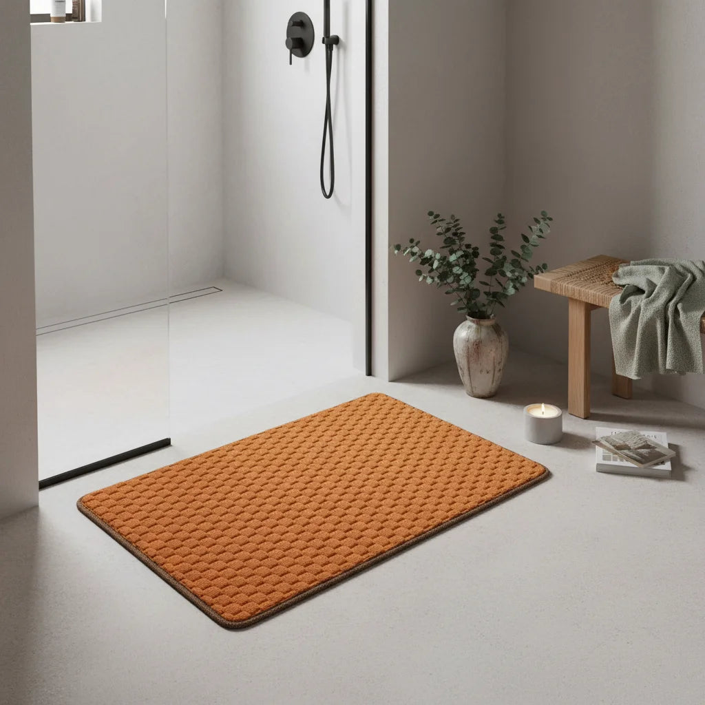 Tapis De Bain Antidérapant Grande Taille Orange Intense