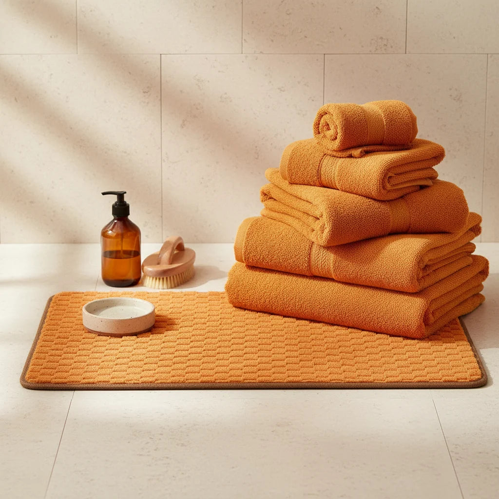 Tapis De Bain Antidérapant Grande Taille Orange Intense