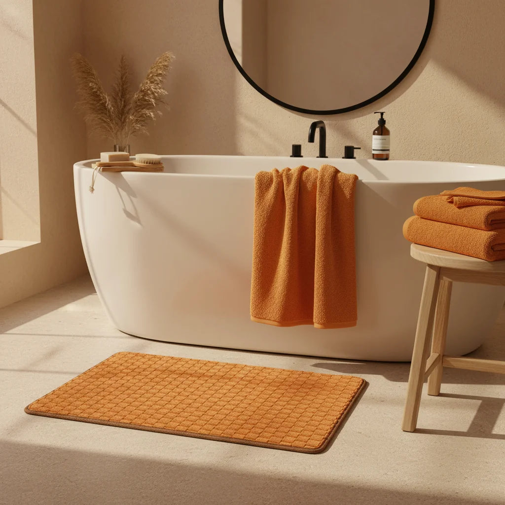 Tapis De Bain Antidérapant Grande Taille Orange Intense