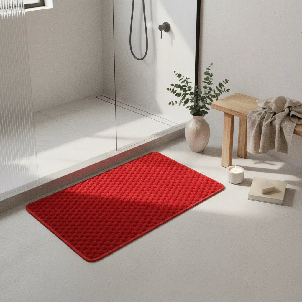 Tapis De Bain Antidérapant Grande Taille Rouge Vif
