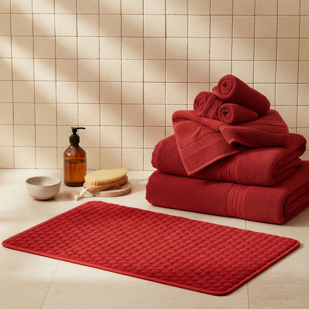 Tapis De Bain Antidérapant Grande Taille Rouge Vif