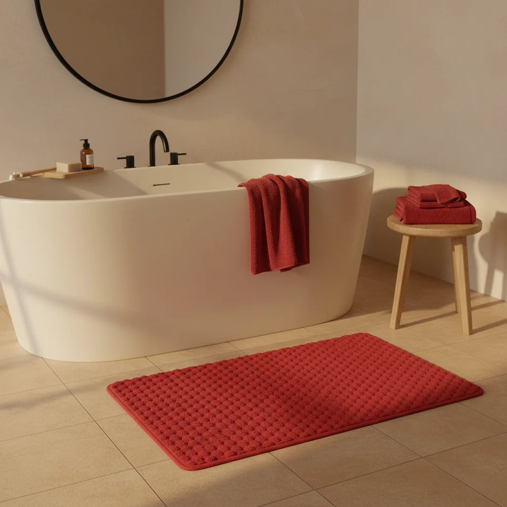 Tapis De Bain Antidérapant Grande Taille Rouge Vif