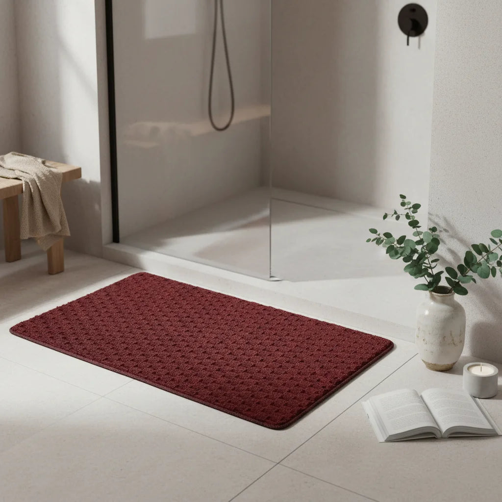 Tapis De Bain Antidérapant Grande Taille Bordeaux Profond
